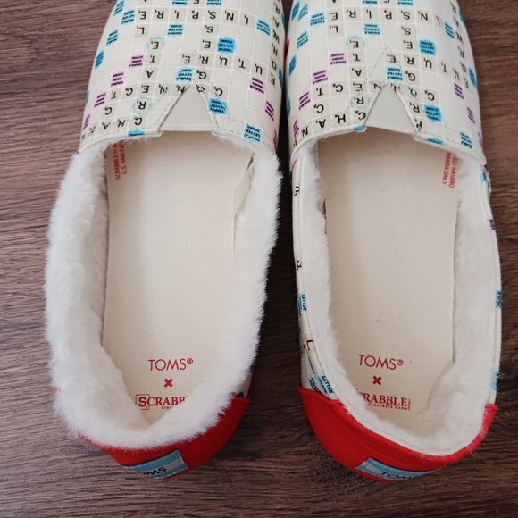 TOMS Scrabble Alpargata Gameboard Faux Fur Slip On Casual Women's Shoes Size 9 - Picture 4 of 6